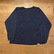 Mens Vintage Navy Blue Jerzees Long Sleeve Shirt Size Large