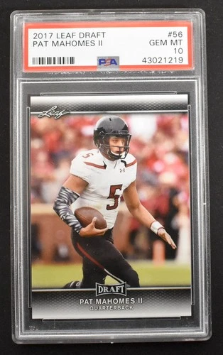 Patrick Mahomes II 2017 Leaf Draft #56 Chiefs Rookie PSA 10 GEM (CRACKED SLAB)