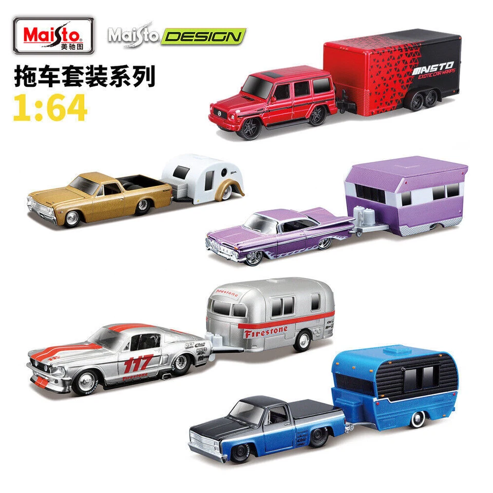 Hot 1:64 Trailer Set Series Simulation Alloy Flat Traction Trailer Car Model - Image 2 of 4