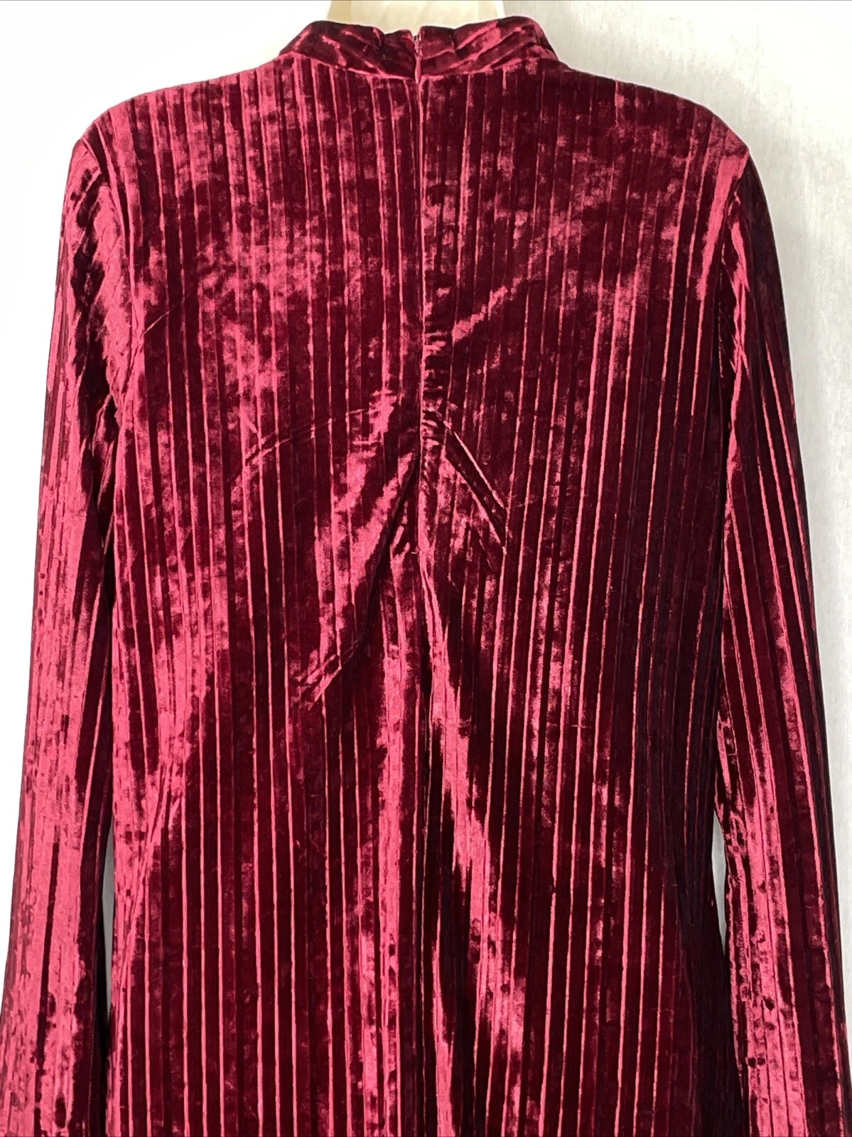 VALENTINO Abito velluto Madison Leigh taglia 16 rosso bordeaux manica lunga vacanze Natale