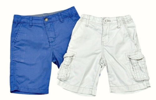 Lot of 2 Toddler Boys Shorts Size 4 - Oshkosh Cargo Light Tan - Chaps Chino Blue - Afbeelding 1 van 6