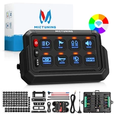 MICTUNING Wireless Switch Panel RGB 8 Gang Multifunction LED Toggle Touch Switch