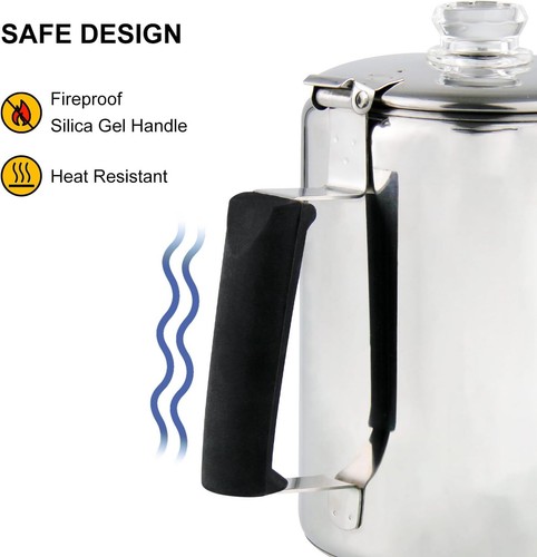 Multi Use Percolator Coffee Pot Stainless Steel Stove Top Coffee Maker - Picture 4 of 8