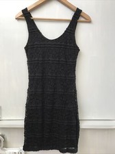 Forever 21 Sleeveless Black Floral Lace Overlay Lined Tank Dress Size S Small