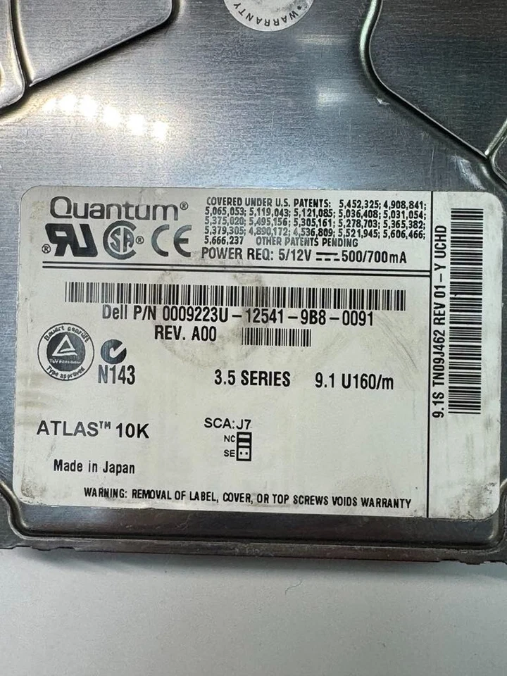 Dell 0009223U-12541-9B8-0091 9.1S TN09J462 10K RPM 4MB Ultra3 U160 SCSI 3.5" HDD - Image 2 of 4