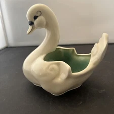 Kay Finch Large Swan Planter White W Green Int California Pottery Figurine