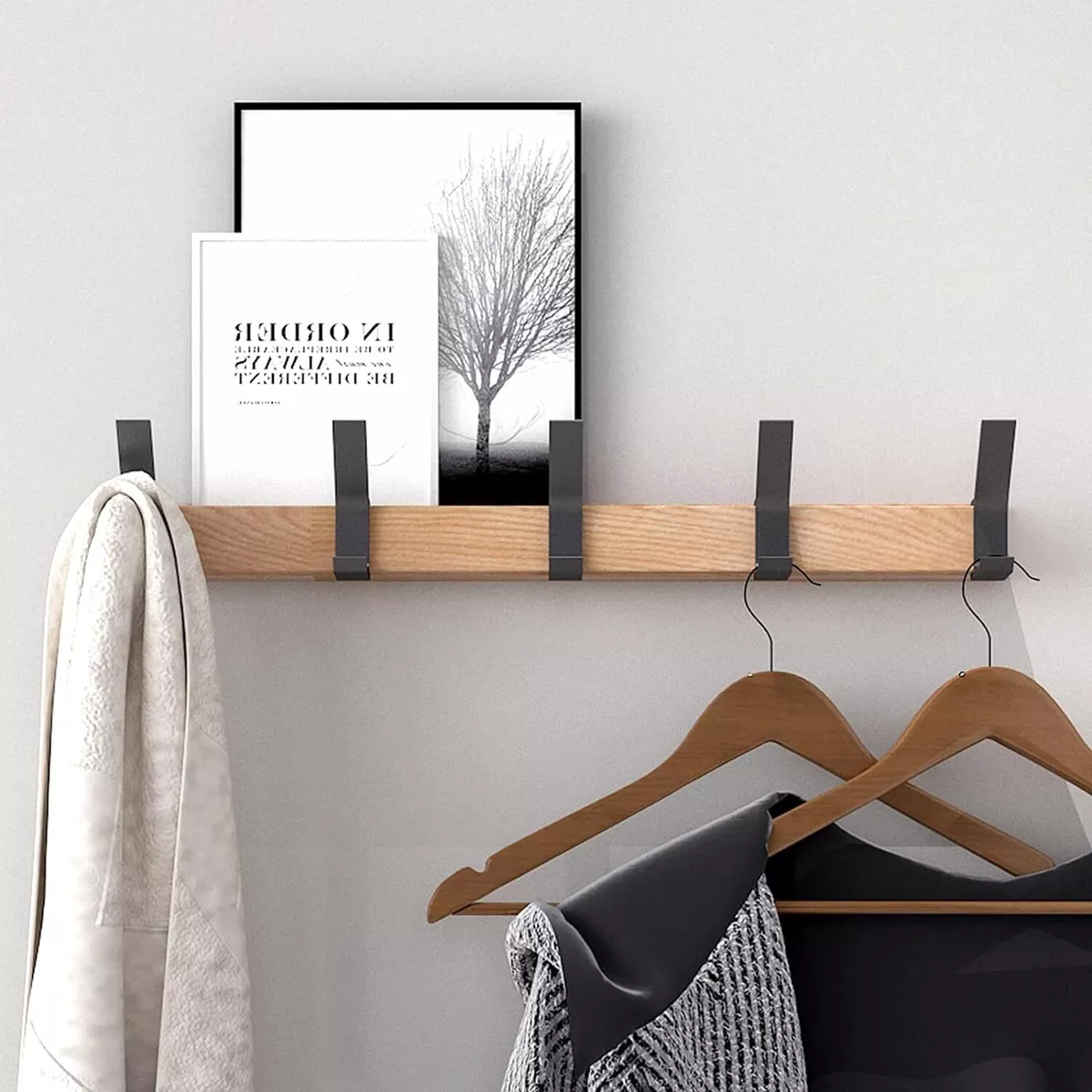 KooNiosio Coat Hook Rack Wall Mounted Coat Rack 5 Double Hook