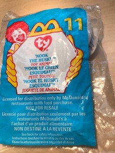 Mini Ty McDonald's Teenie Beanie Babies Plush Toy # 11 'Nook the Husky, sealed