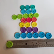 Lot of 27 Plastic Buttons 2-hole Flat backed 5/8 " Wide Great for Crafts Sewing