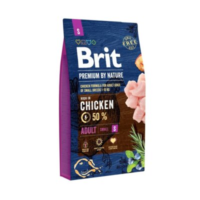 8 kg BRIT Premium by Nature Adult S Trockenfutter mit Huhn, Hunde kleine Rassen
