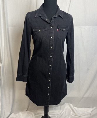 Levis Women's Black Collared Shirt Dress Size XS NWT