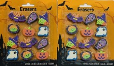 Kids Halloween Fun Shapes Bat, Witch, Ghost, etc. 12 Count Erasers Pack of 2