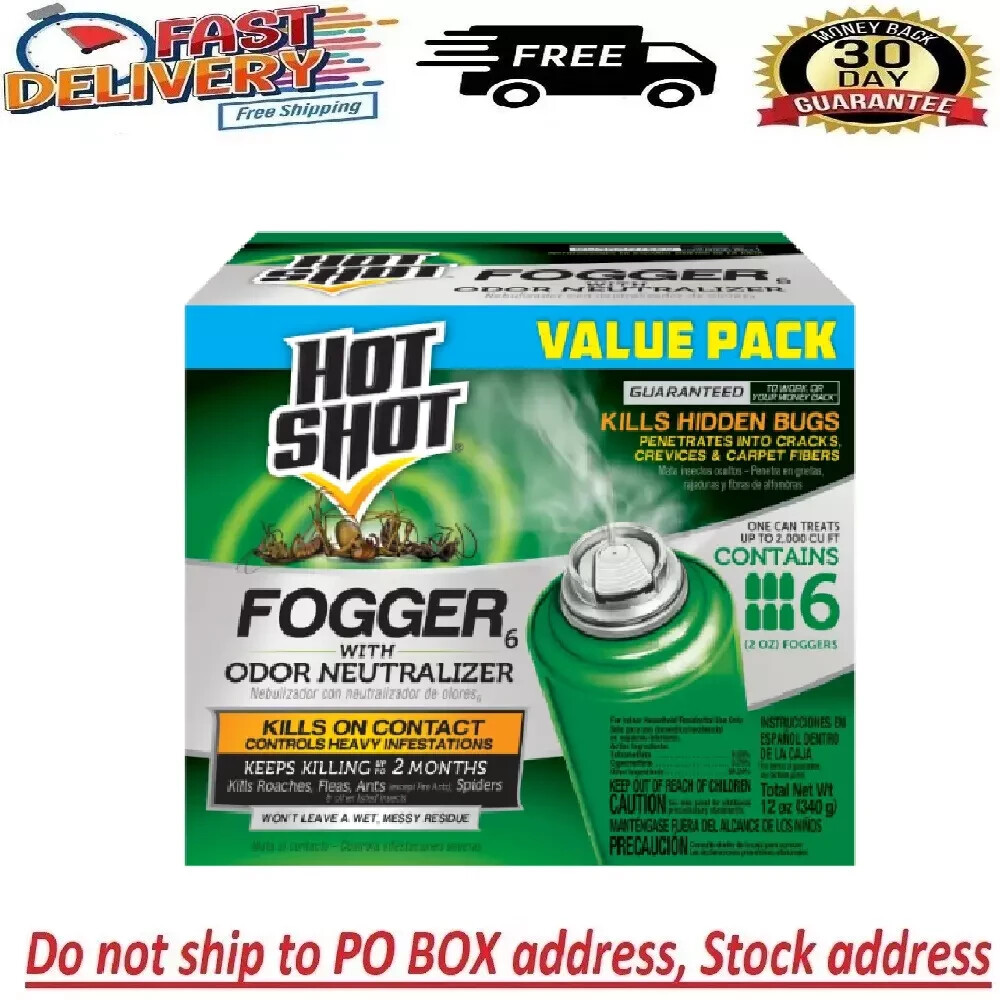 6 Can Fogger Bomb Insect Killer Bug Flies Roach Spider Indoor Bed Kill Shot Tick