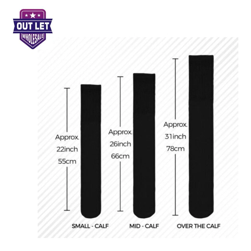 6-12-18 pares de calcetines de tubo para hombre sobre la pantorrilla calcetines deportivos de algodón grandes y altos Foto 2 de 4