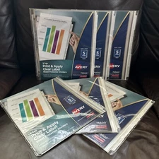 Lot of 6! Avery 75500 Clear Label Index Maker Pocket Dividers 5-Tabs/1 Set FS