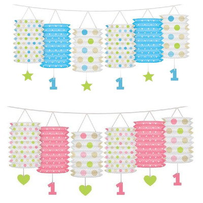 Happy 1st Birthday Bunting Banner Letter Hanging Blue Pink Decoration Garland