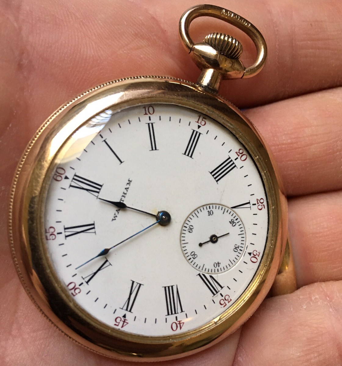 Antique 1908 Waltham Massachusetts 12s Pocket Watch Runs