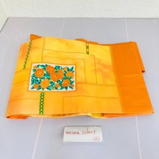 Japanese Vintage Kimono Nagoya obi orange flower Dirt Used Japan Kawaii Rare JP