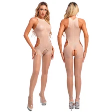 Womens Bodysuit Footed Jumpsuit Shiny Unitard Compression Long Sleeve Underwear