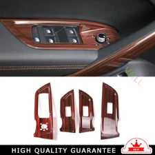 Inner Glass Window Lifting Lock Panel Trim 4PCS For Audi Q5 2020-2021 Red Wood