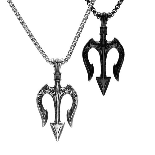 Viking Trident Pendants Men Women Necklace Stainless Steel Nordic King of Ocean - Picture 5 of 14