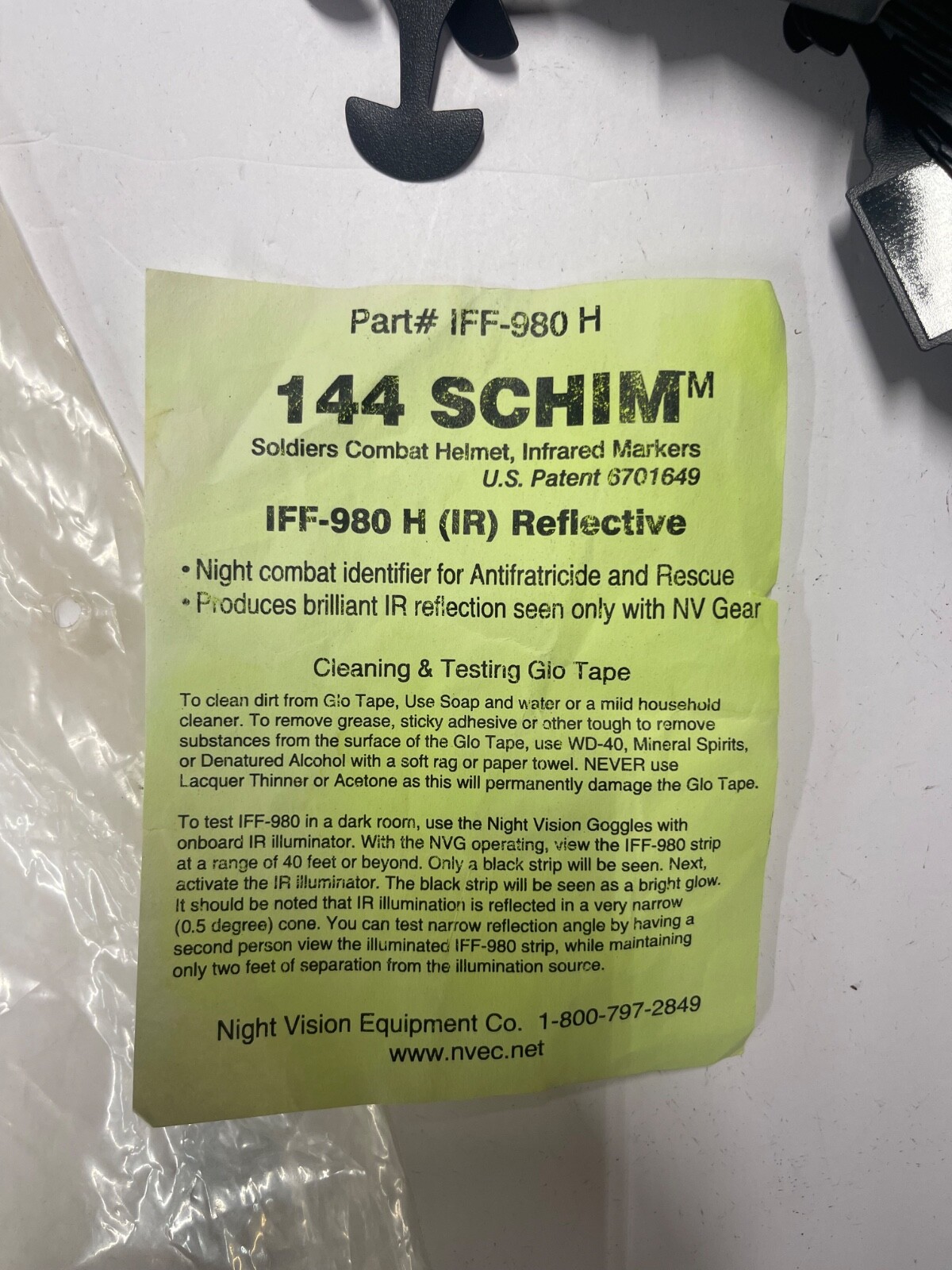 NEW SCHIM Soldiers Combat Helmet Infrared Markers IFF-980H Black / IR Reflective