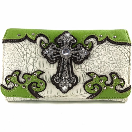 Justin West Concealed Carry Western Croc Cross Duo Color Shoulder Handbag Purse - Picture 7 of 80