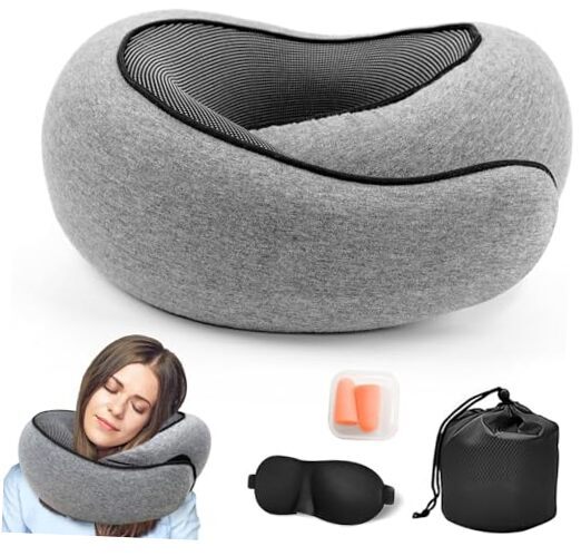 Portable Travel Pillow,Memory Foam Neck Pillow for Travel,Neck Support Pillow