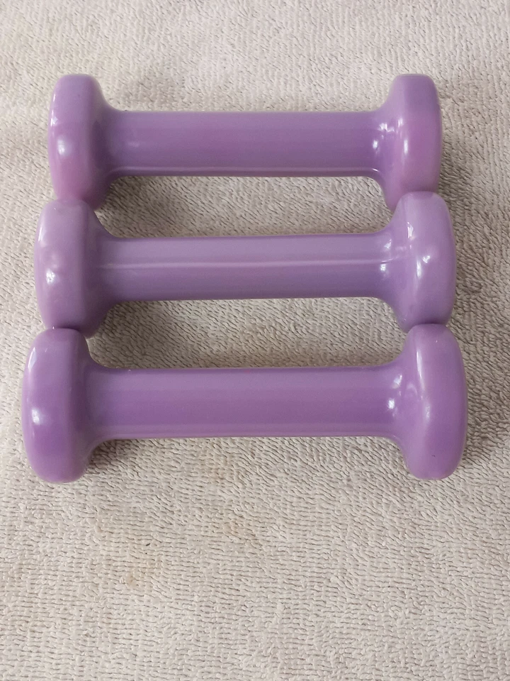Gold's Gym  Vinyl 1 Pound ea. 3 Dumbbells (Purple, Set of 3) - Image 4 of 4
