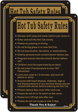 Hot Tub Safety Rules Signs Spa Pool 14"X 10" Decor Outdoor Funny Sign Metal Refl