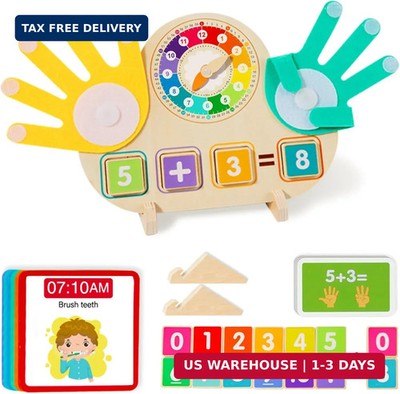 2-in-1 Math Manipulatives Number Counting Blocks Toys & Teaching Clock, Preschoo