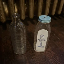 Vtg Baby Bottle SAMUEL CALLET  CO. To His Majesty GLASS BABY Bank Vale Nurser