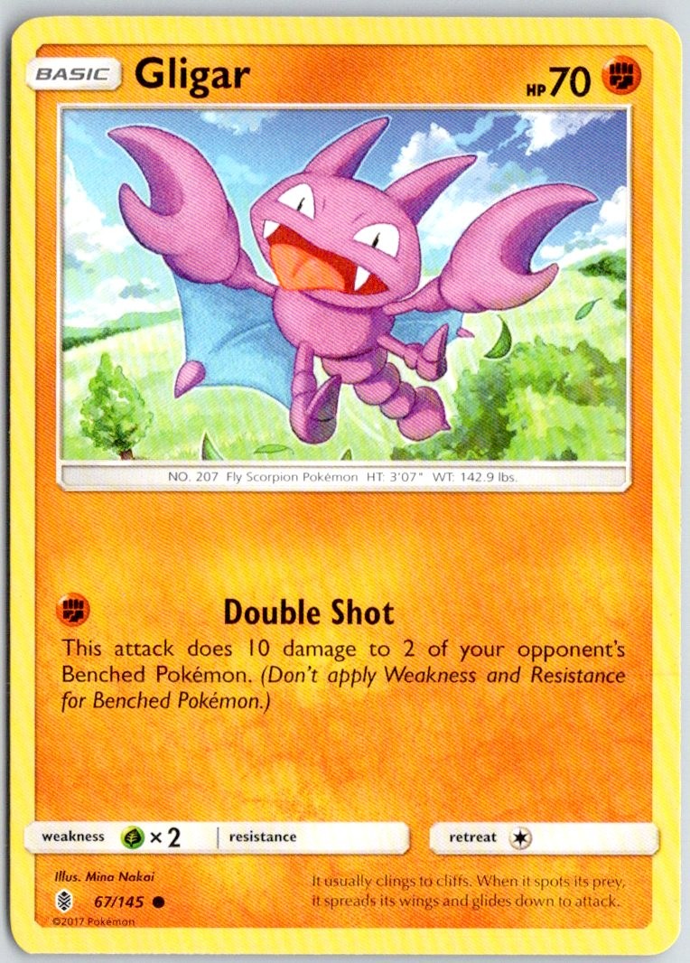 Gligar Common SM - Guardians Rising 67/145 NM Pokemon TCG