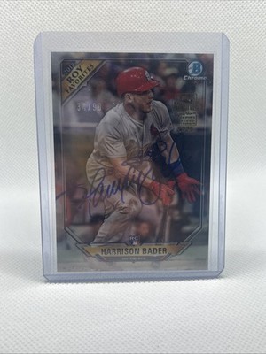 2018 Bowman - Roy Favorites Autographs Harrison Bader #ROYF- HB 34 /90 RC AUTO 