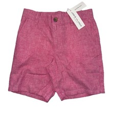 Janie And Jack Boys Linen Blend Shorts, Adjustable Waist, Pink , Size 6, NWT
