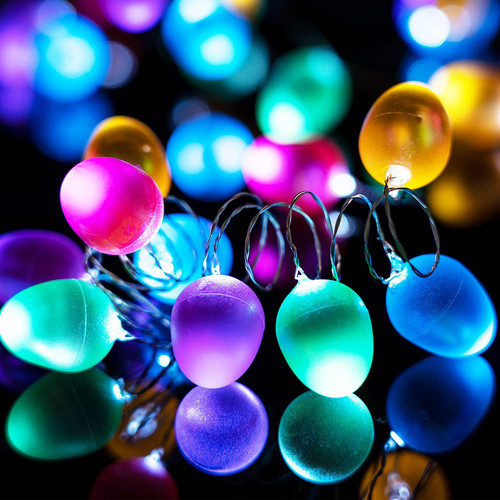 Easter Decorations Easter Egg Ornaments 10ft 30 LEDs Fairy Lights Battery Ope...