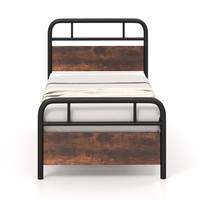 Single Size Bed Frame Platform Metal Slats Support Bed