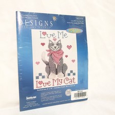 Love Me Love My Cat Counted Cross Stitch Kit 093-0358 Janlynn 2005 Happy Kitten