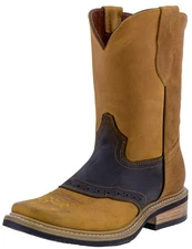 Mens Cowboy Boots Leather Honey Solid Casual Vaquero Rancho Botas Size 10.5-13