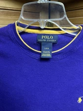 Polo Ralph Lauren Thermal Pull Over Mens Large Purple Crew Long Sleeve Sweater