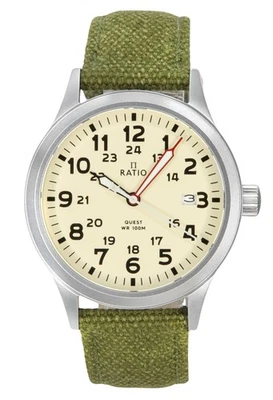 Ratio Quest Quartz Beige Zifferblatt Casual Edelstahl RTQ019 100M Herrenuhr - Bild 1 von 4