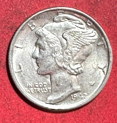 1942S US Mercury SILVER Dime "San Francisco" Mint! Choice AU Details! Old Coin!