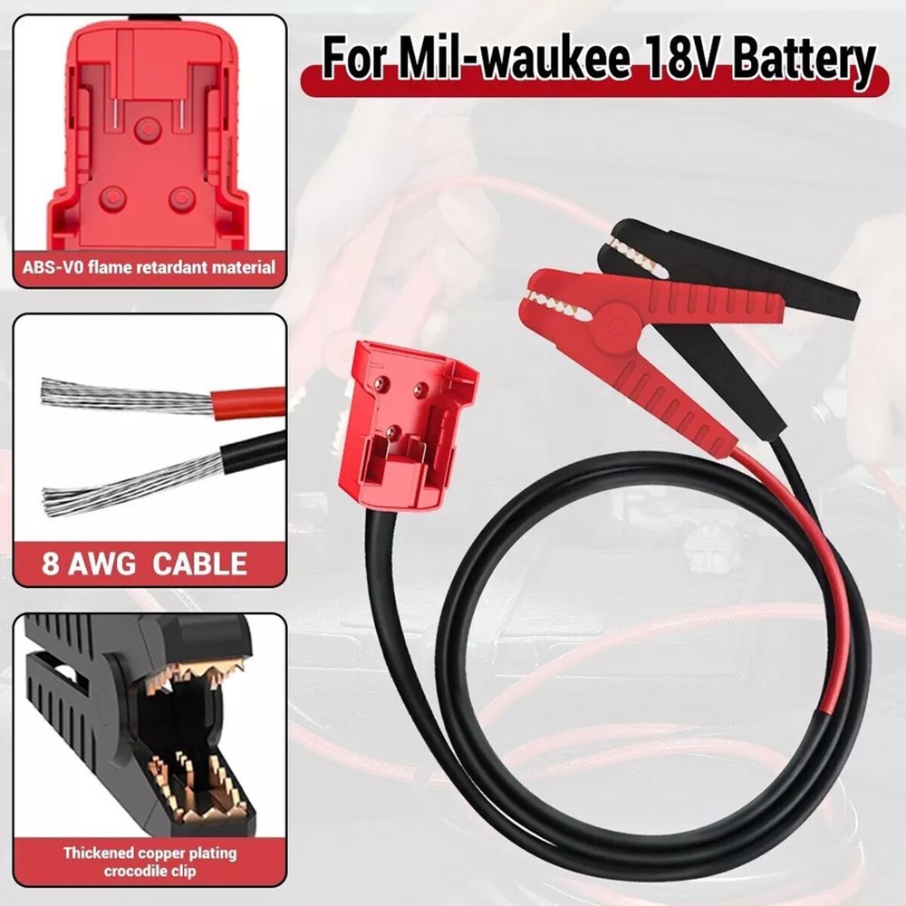 Power Battery Jumper Starter Jump Kit 8 AWG Auto Booster Cable for Milwaukee M18