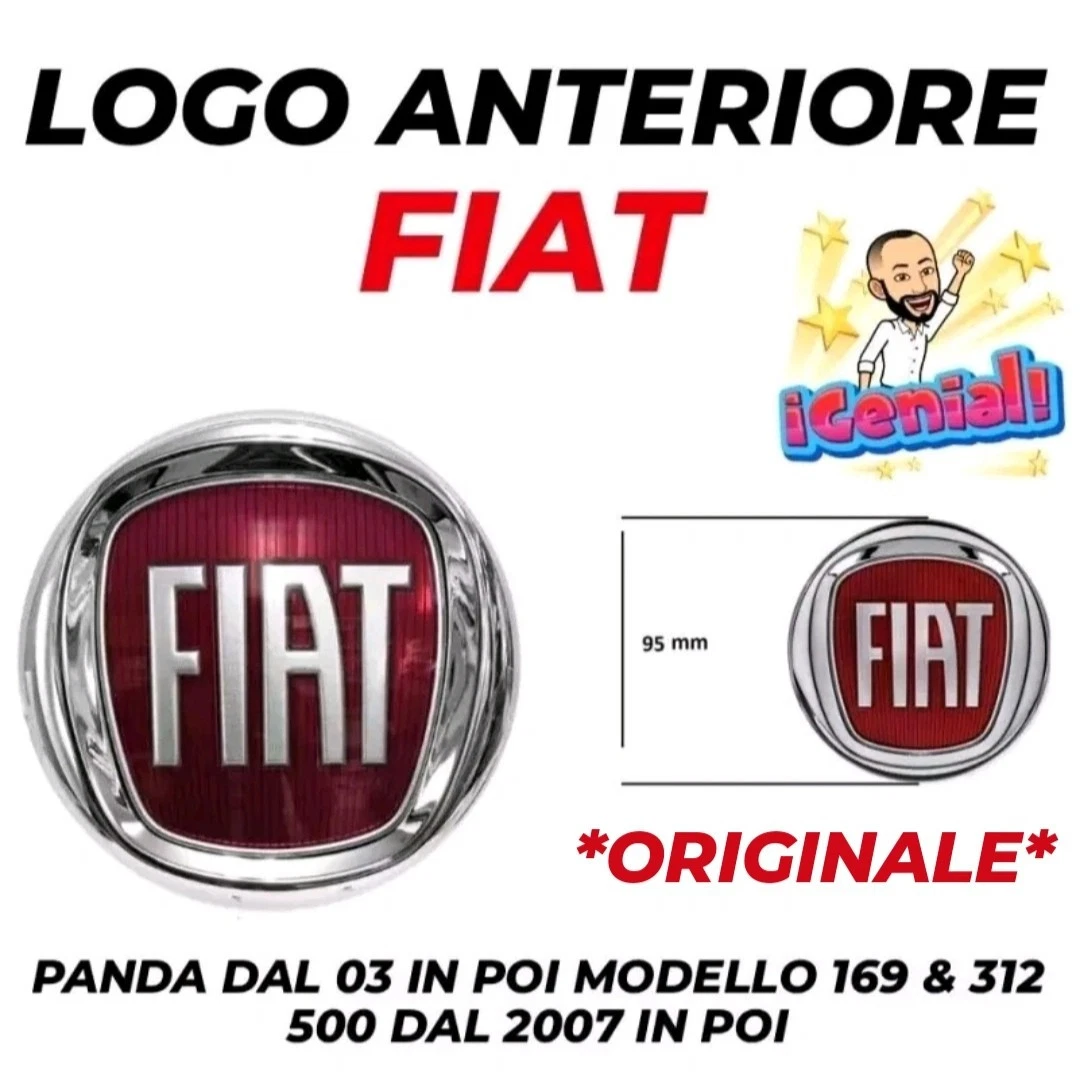 Fiat Fregio Stemma Logo Rosso 500 Punto Multipla Panda Dal 2012 Croma Posteriore 95 Mm NO GRANDE PUNTO NO PUNTO EVO