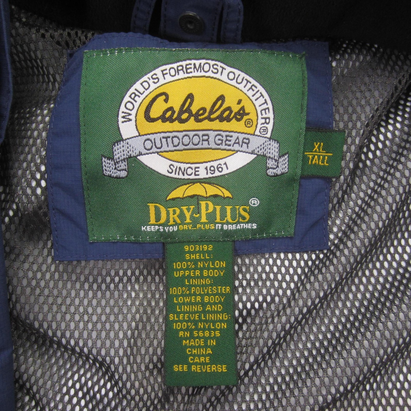 Cabelas Jacket Mens XL Tall Blue Dry-Plus Waterproof Hooded Spectrum Shell