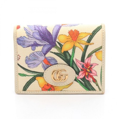GUCCI GG Marmont Flora Compact Bi-fold Wallet Geldbörse 577347 canvas leder...