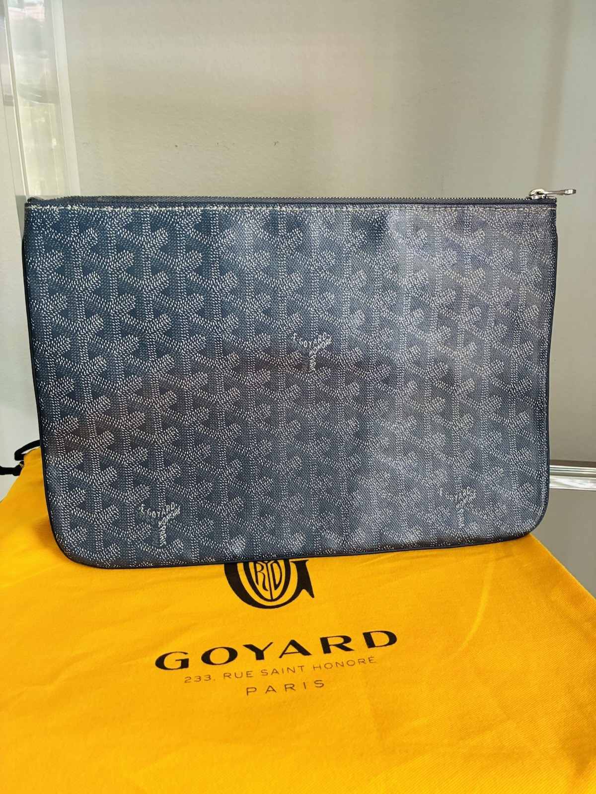 Goyard Sena MM Classic Gray Chevron Tote Bag