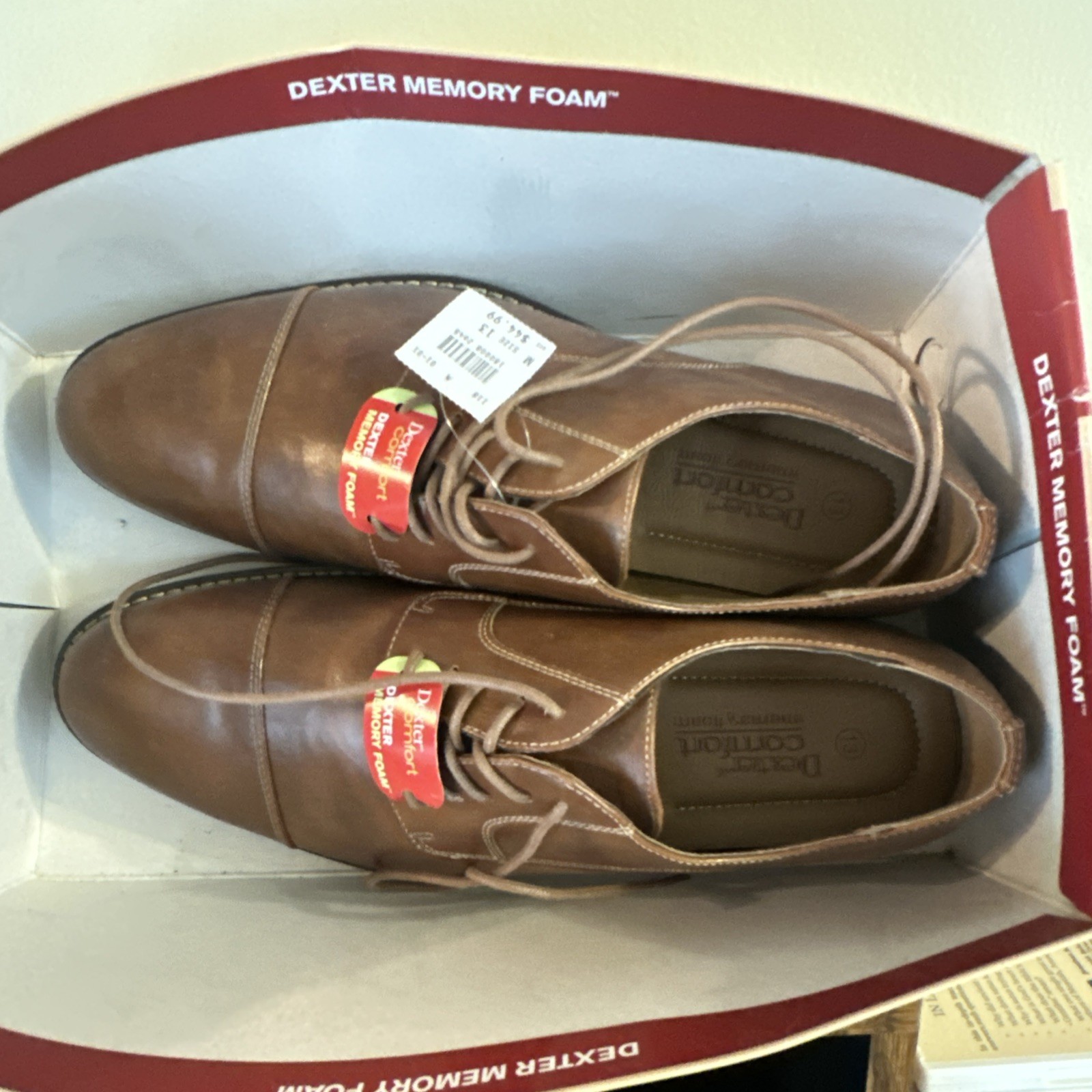 SAOLA Scarpe eleganti Oxford Dexter Comfort Alec Captoe uomo 13 cognac memory foam stringate