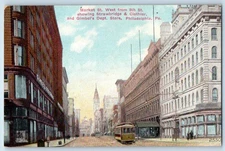 c1910 Philadelphia Pennsylvania Postcard Market Street West Strawbridge Clothier
