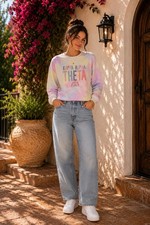 Kappa Alpha Theta Sorority Custom Sweatshirt Tie Dye Size Small Jerzees Rainbow